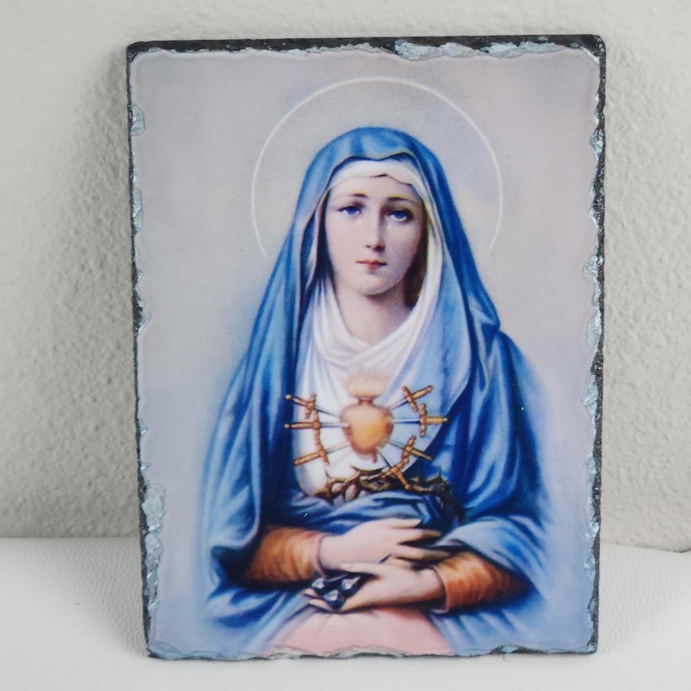Our Lady of Sorrows Seven Sorrows of Mary Slate‎ Plaque Conde Christian Decor